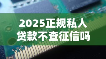 2025正规私人贷款不查征信吗