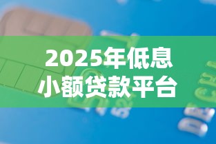 2025年低息小额贷款平台前十名