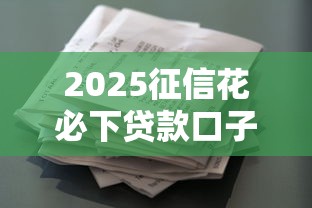 2025征信花必下贷款口子合集