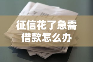 征信花了急需借款怎么办