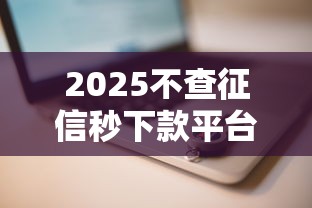2025不查征信秒下款平台推荐