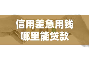 信用差急用钱哪里能贷款