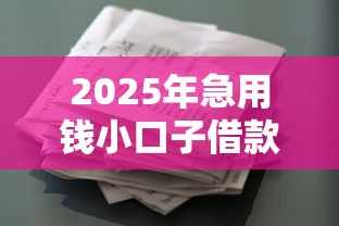 2025年急用钱小口子借款推荐