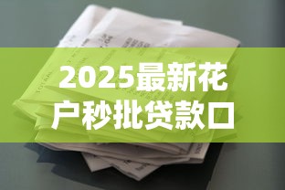 2025最新花户秒批贷款口子合集