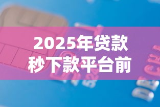 2025年贷款秒下款平台前十名 2025年贷款秒下款平台前十名