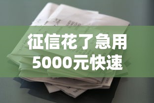 征信花了急用5000元快速借款攻略