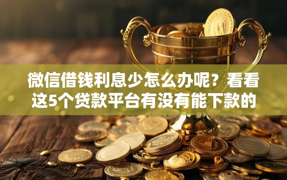 微信借钱利息少怎么办呢？看看这5个贷款平台有没有能下款的