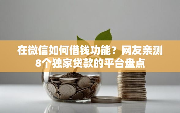 在微信如何借钱功能？网友亲测8个独家贷款的平台盘点