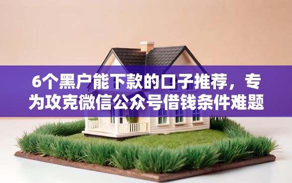 6个黑户能下款的口子推荐，专为攻克微信公众号借钱条件难题