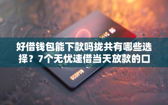 好借钱包能下款吗拢共有哪些选择？7个无忧速借当天放款的口子详解