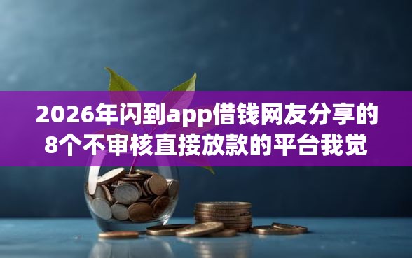 2026年闪到app借钱网友分享的8个不审核直接放款的平台我觉得不错！