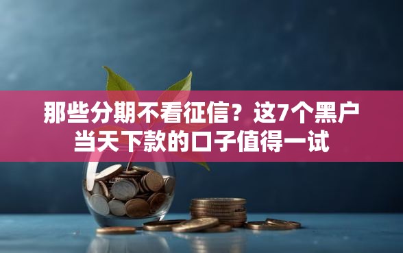 那些分期不看征信？这7个黑户当天下款的口子值得一试