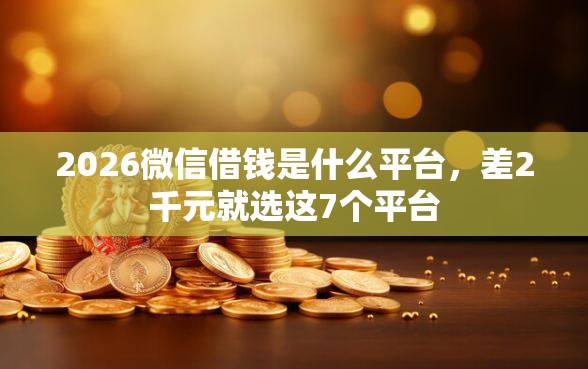 2026微信借钱是什么平台，差2千元就选这7个平台