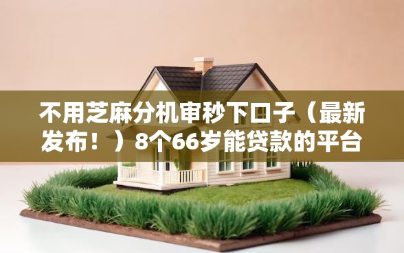 不用芝麻分机审秒下口子（最新发布！）8个66岁能贷款的平台