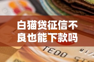 白猫贷征信不良也能下款吗