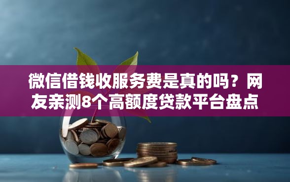 微信借钱收服务费是真的吗？网友亲测8个高额度贷款平台盘点