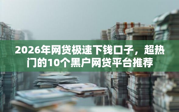 2026年网贷极速下钱口子，超热门的10个黑户网贷平台推荐
