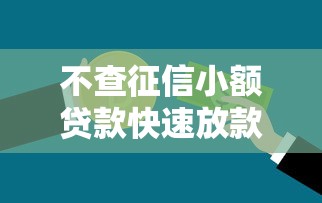 不查征信小额贷款快速放款口子