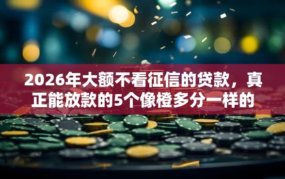 2026年大额不看征信的贷款，真正能放款的5个像橙多分一样的借款平台推荐