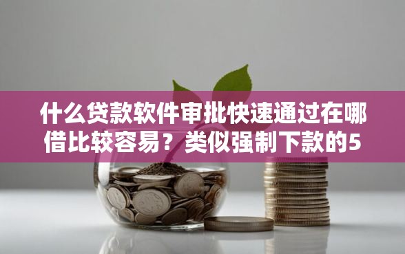 什么贷款软件审批快速通过在哪借比较容易？类似强制下款的5个口子参考