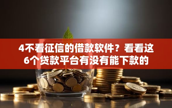 4不看征信的借款软件？看看这6个贷款平台有没有能下款的