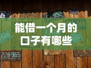 能借一个月的口子有哪些推荐