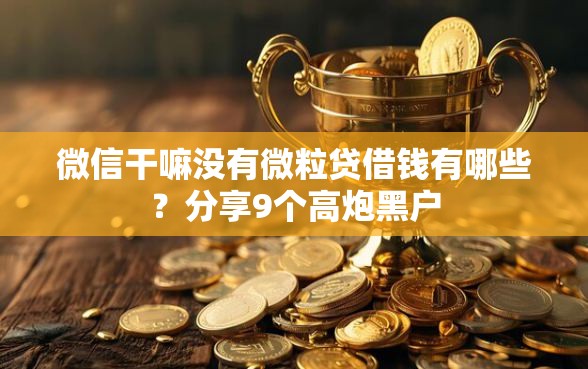 微信干嘛没有微粒贷借钱有哪些？分享9个高炮黑户