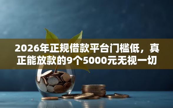 2026年正规借款平台门槛低，真正能放款的9个5000元无视一切必下款的口子推荐