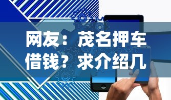 网友：茂名押车借钱？求介绍几款黑户可快速办理小额贷款业务的app