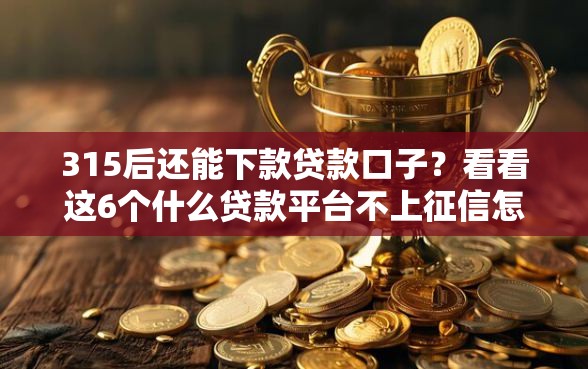 315后还能下款贷款口子？看看这6个什么贷款平台不上征信怎么样