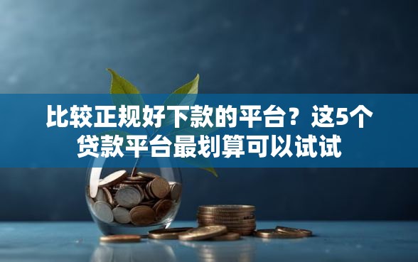 比较正规好下款的平台？这5个贷款平台最划算可以试试