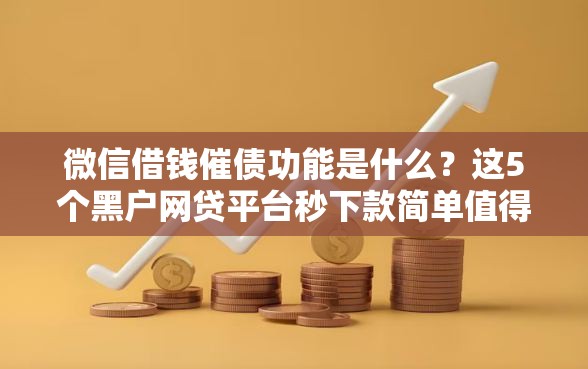微信借钱催债功能是什么？这5个黑户网贷平台秒下款简单值得一试