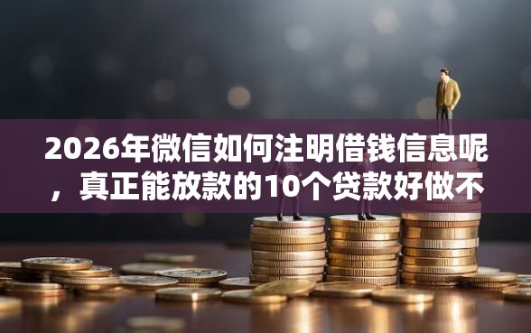 2026年微信如何注明借钱信息呢，真正能放款的10个贷款好做不看征信的口子推荐