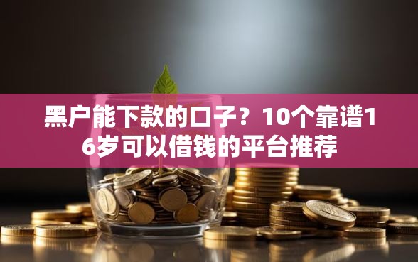 黑户能下款的口子？10个靠谱16岁可以借钱的平台推荐