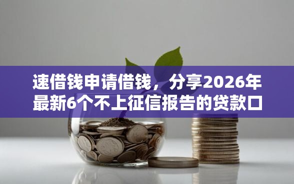 速借钱申请借钱，分享2026年最新6个不上征信报告的贷款口子