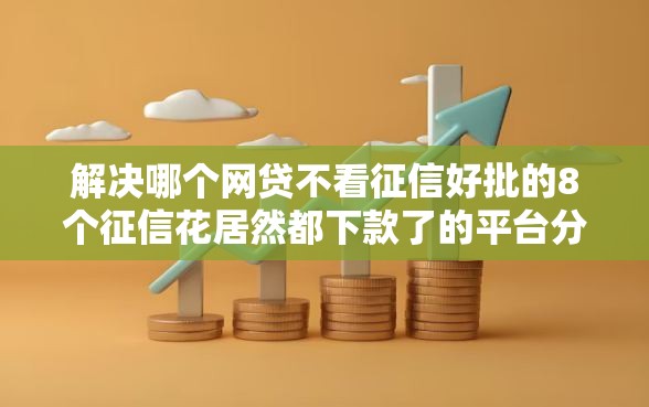 解决哪个网贷不看征信好批的8个征信花居然都下款了的平台分享
