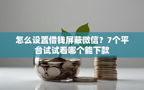 怎么设置借钱屏蔽微信？7个平台试试看哪个能下款