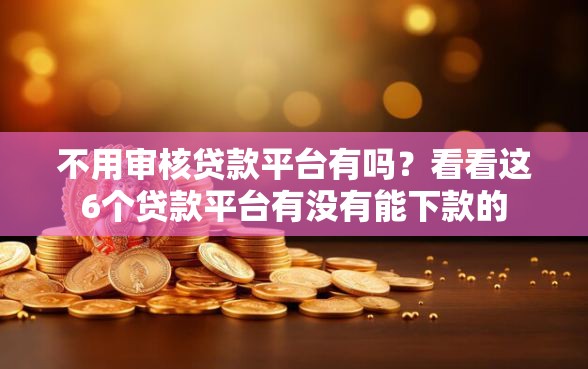 不用审核贷款平台有吗？看看这6个贷款平台有没有能下款的