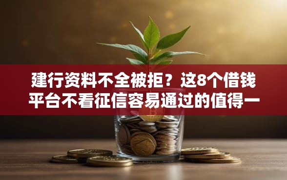 建行资料不全被拒？这8个借钱平台不看征信容易通过的值得一试