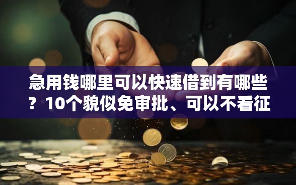 急用钱哪里可以快速借到有哪些?10个貌似免审批、可以不看征信就能下款的软件合集 急用钱哪里可以快速借到有哪些?10个貌似免审批、可以不看征信就能下款的软件合集