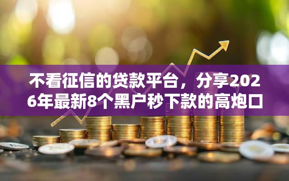 不看征信的贷款平台，分享2026年最新8个黑户秒下款的高炮口子