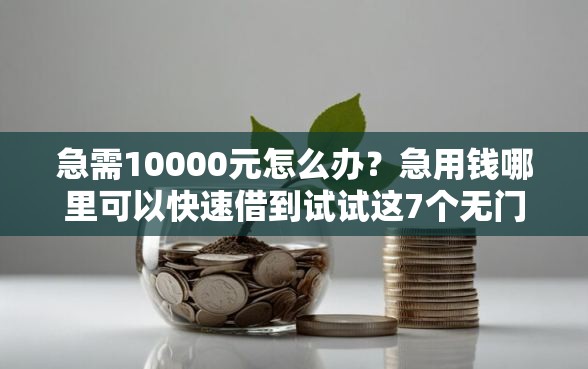 急需10000元怎么办？急用钱哪里可以快速借到试试这7个无门槛平台