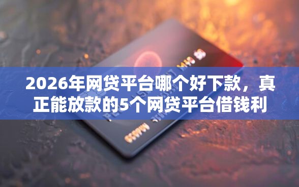2026年网贷平台哪个好下款，真正能放款的5个网贷平台借钱利息低推荐