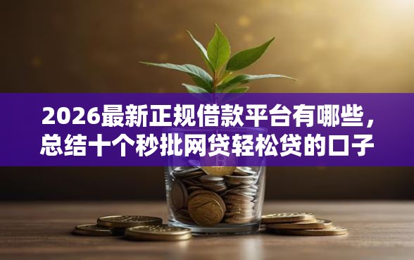 2026最新正规借款平台有哪些，总结十个秒批网贷轻松贷的口子！