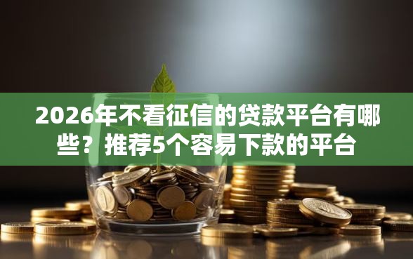 2026年不看征信的贷款平台有哪些？推荐5个容易下款的平台