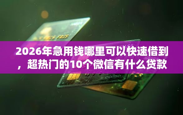 2026年急用钱哪里可以快速借到，超热门的10个微信有什么贷款平台推荐