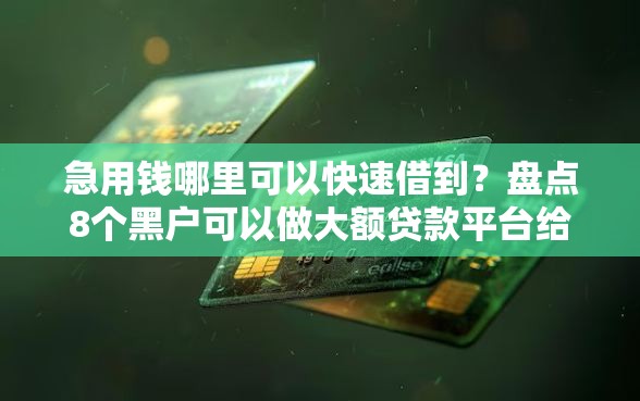 急用钱哪里可以快速借到？盘点8个黑户可以做大额贷款平台给你参考