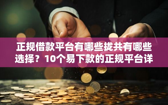 正规借款平台有哪些拢共有哪些选择？10个易下款的正规平台详解