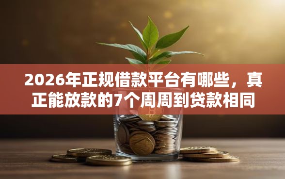 2026年正规借款平台有哪些，真正能放款的7个周周到贷款相同系列的口子推荐
