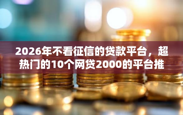 2026年不看征信的贷款平台，超热门的10个网贷2000的平台推荐